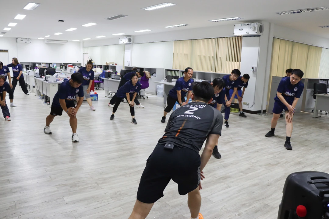กองแผนงาน จัดกิจกรรมเต้นแอโรบิค (ประจำเดือนกุมภาพันธ์) โครงการเสริมสร้างสุขภาวะที่ดีในองค์กร (Good Health and Well – Being : BMI Challenge)