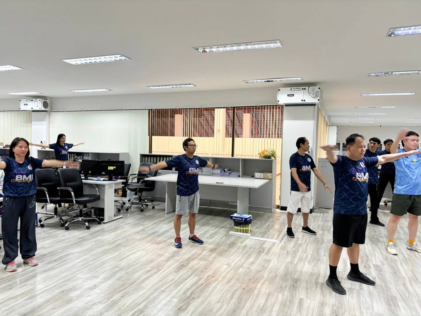 กองแผนงาน จัดกิจกรรมเต้นแอโรบิค (ประจำเดือนมีนาคม) โครงการเสริมสร้างสุขภาวะที่ดีในองค์กร (Good Health and Well – Being : BMI Challenge)