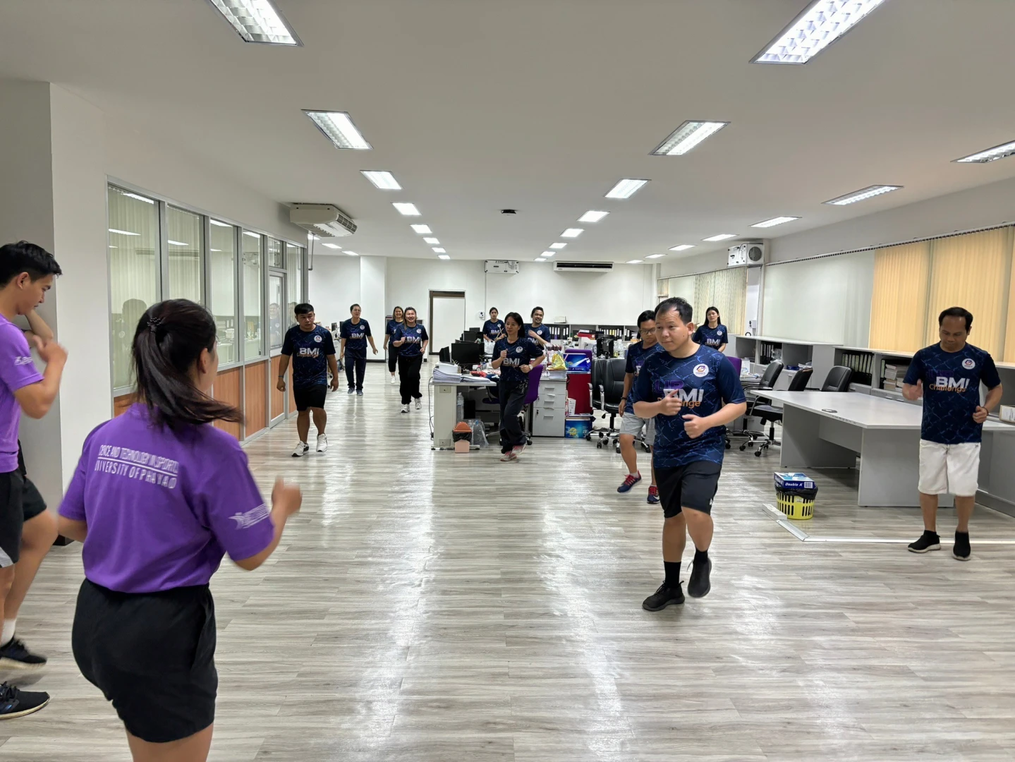 กองแผนงาน จัดกิจกรรมเต้นแอโรบิค (ประจำเดือนมีนาคม) โครงการเสริมสร้างสุขภาวะที่ดีในองค์กร (Good Health and Well – Being : BMI Challenge)
