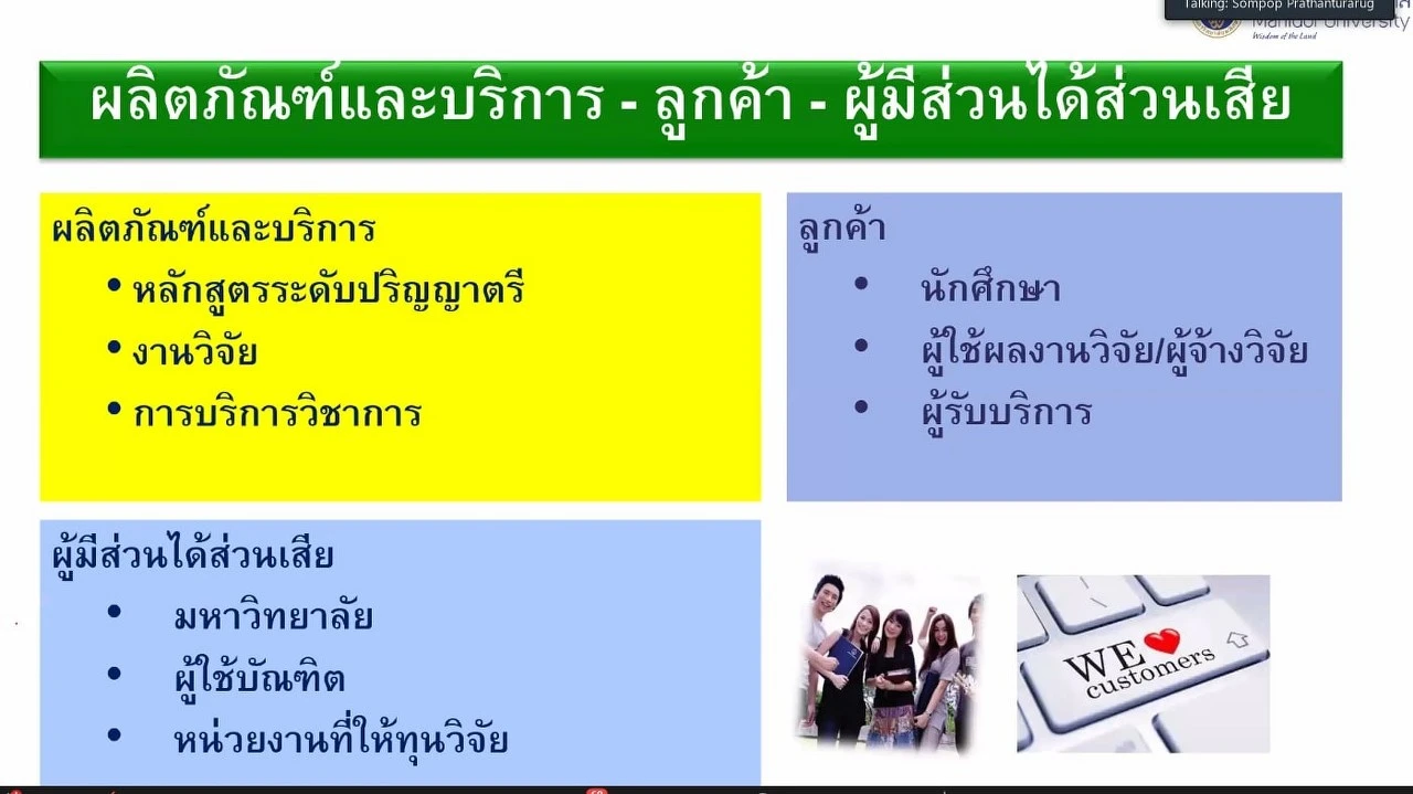 การประชุมเชิงปฏิบัติการ เรื่อง “เกณฑ์คุณภาพการศึกษาเพื่อการดำเนินการที่เป็นเลิศ (EdPEx)” หัวข้อ “EdPEx overview และ OP”  ผ่านสื่ออิเล็กทรอนิกส์ ระบบ ZOOM